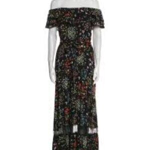Alice + Olivia "Cherri" off-the-shoulder floral lace maxi dress